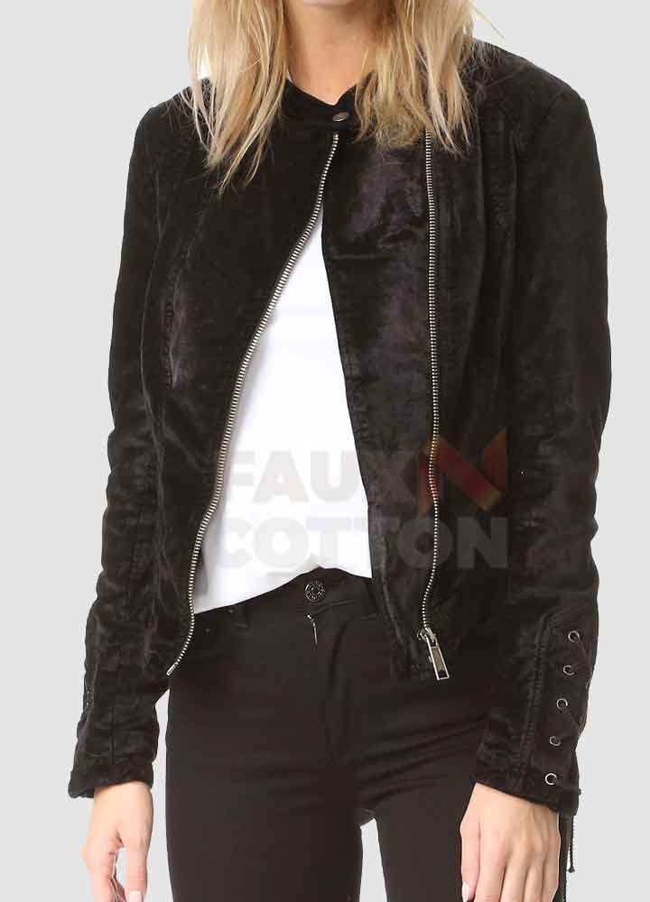 Women's Lacey Black Velvet Jacket